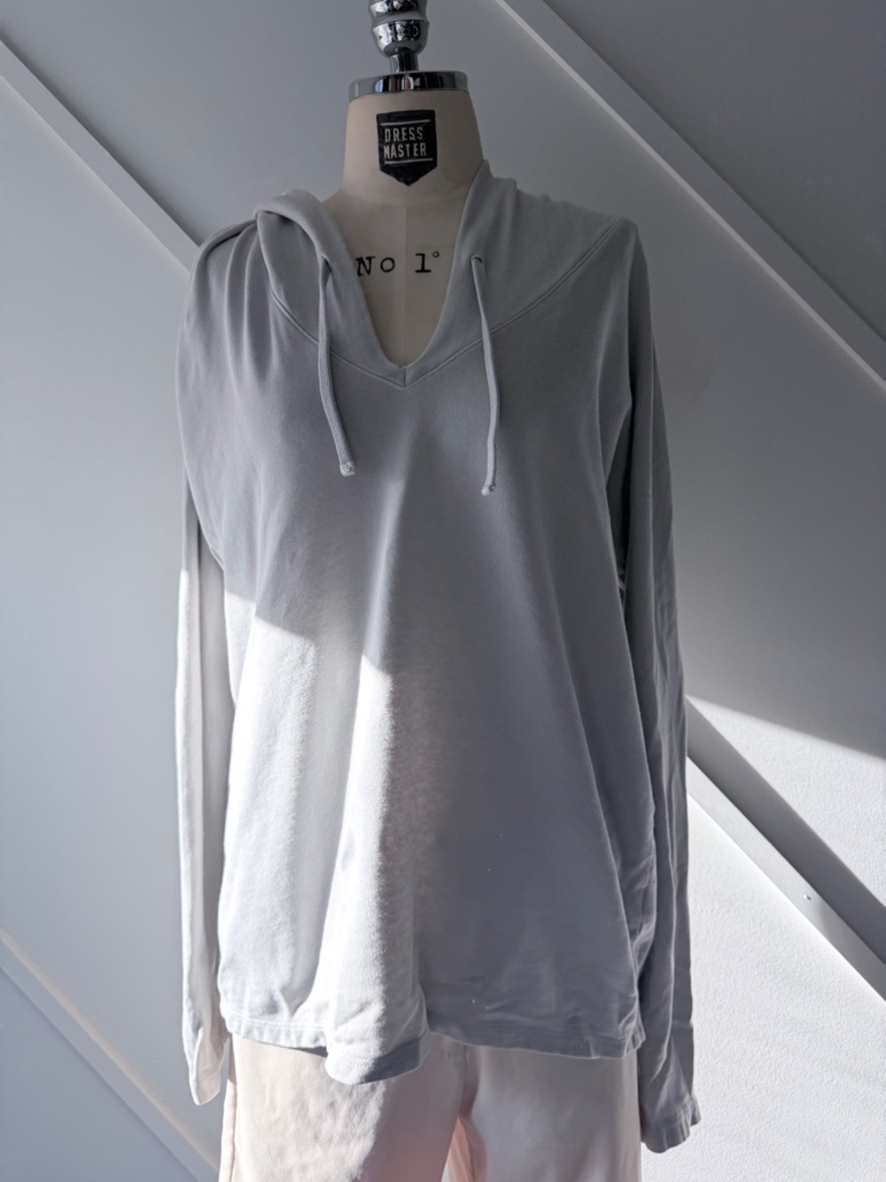 James Perse Long Sleeve Hooded Top Women 2/M| Lightweight Cotton Minimal Hoodie